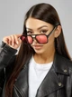 Очки солнцезащитные авиатор Sunshine черные с розовыми линзами - изображение 5