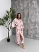 Жіночий халат кімоно довгий COSY Morning Bloom шовк-сатин 2XL/3XL рожеві квіти на молочному MB1 - зображення 1