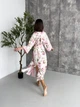 Жіночий халат кімоно довгий COSY Morning Bloom шовк-сатин 2XL/3XL рожеві квіти на молочному MB1 - зображення 2