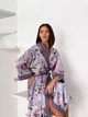 Женский халат кимоно длинный COSY Morning Bloom шелк-сатин L/XL цветы на лавандовом цвете MB2 - изображение 5
