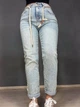 Джинсы женские Dicesil 9157 Mom jeans comfort высокая талия стрейчевые ремень веревка 25 светло голубые - изображение 1