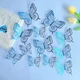 3D украшения 12 шт на свадебный торт, праздничные десерты, фотозоны, стены, мебель, зеркало, окна в виде бабочек, синие - изображение 3