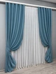 Комплект готовых штор VR-Textil Шенилл однотонный № 1696ш Синий 150х270 см 2 шт (33-0583) - изображение 3