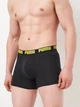 Набір трусів боксерів чоловічих бавовняних Puma Men Everyday Basic Boxers 93832029 M 2 шт Black/Yellow (8720245811934) - зображення 2