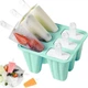 Силіконова форма для льоду / морозива Gelato комплект: контейнер для заморожування десертів з 6 відсіками + палички з щіточкою та лійкою, 12.3х14х9 см, зелений (102503813) - зображення 10