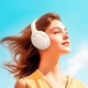 Беспроводные наушники BOROFONE BO31 Prestige active noise reduction BT headphones, BT5.4, ANC, AUX, BT, 400mAh, 38h Max, Milky white - изображение 4