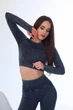 Фитнес костюм варенка двойка рашгард лосины Push Up в стиле джинс для тренировок и повседневный S Графит (70054) - изображение 4