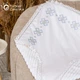 Тёплая крыжма-плед для крещения Мамине Сонечко Богатырь с серебристо-голубой вышивкой, размер 140*140, натуральный лён белого цвета, плюш белого цвета в полоску (арт. 31856-0532-Г) - изображение 2