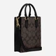 Сумка кросс-боди через плечо женская из натуральной кожи маленькая Coach Mini Tote In Signature Canvas BG-COA-69 Коричневая (195031937231) - изображение 4