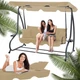 Гойдалка садова GardenLine KRE0759 бежева 210x120x170 см з навісом для літнього відпочинку - зображення 5