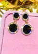 Серьги женские круглые с камушками по краям Fashion Jewelry Золотистые с черным 13740 - изображение 1