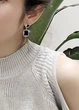 Сережки жіночі квадратні з камінцями по краях Fashion Jewelry Золотисті з чорним 13724 - зображення 5