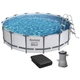 Бассейн каркасный круглый Bestway 56488 с фильтр-насосом и лестницей 457x107 см на 14970 л Серый - изображение 2