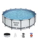 Круглый каркасный бассейн с фильтр и тентом Bestway 56420 366 x 122 см на 10250 л Серый - изображение 1