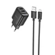 Мережевий зарядний пристрій Hoco C141A 5V/2.1A 2хUSB + кабель USB to Micro USB Чорний - изображение 1