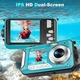 Водонепроникна камера 56MP Dual Screen 4K з картою пам'яті 32GB для підводної зйомки, синя - зображення 3