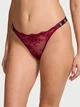 Трусики Стрінги зі Стразами Victoria's Secret (2163389432601) Very Sexy Shine Strap Rose Lace Thong Panty XL бордові - зображення 1