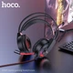 Игровые наушники Hoco W105 (проводные, для игр, AUX 3,5-мм, USB, LED-подсветка, Hi-Res Audio, шумоподавление) - Черно-красный - изображение 2