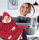 Толстовка – плед із капюшоном HUGGLE HOODIE BLANKET, плед із рукавами бордовий, тепла хутряна піжама для дому - зображення 4