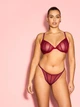 Комплект белья (лиф+трусики стринги) со стразами Victoria's Secret (2133866495125) Sheer Shine 75B/M бордовый - изображение 1