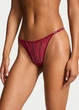Комплект білизни (ліф+трусики стрінги) зі стразами Victoria's Secret Sheer Shine 70A/XS бордовий - зображення 4