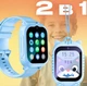 Детские смарт-часы 4G с функцией звонков и трекером местоположения (GPS, A-GPS, LBS, WIFI) + защитный чехол в виде котика, голубой "G" (102917157) - изображение 1