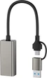 USB-C хаб XO HUB018 USB-С/USB-A to RJ45 Black (HUB018.black) - изображение 2