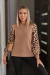 Женская кофточка с леопардовыми рукавами Fashion 50/52 капучино - изображение 1