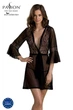 Пеньюар Passion LEAFA PEIGNOIR black, XXL/XXXL, длина чуть выше колена, широкие рукава, завязывается на пояс - изображение 1