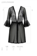 Пеньюар Passion LEAFA PEIGNOIR black, XXL/XXXL, длина чуть выше колена, широкие рукава, завязывается на пояс - изображение 5