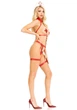 Портупея с чокером и гартеры Leg Avenue 2PC Vegan Leather Nurse Harness Teddy and Headband Red S - изображение 9