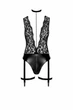 Боди Noir Handmade F297 Libido, L, черное, кружево, низ под латекс, открытый доступ, гартеры - изображение 4