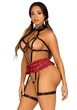 BDSM-костюм ученицы Leg Avenue Harness teddy & skirt S Black, портупея, мини-юбка, экокожа - изображение 3