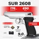 Стартовый пистолет SUR 2608 matte chrome Walther PP с патронами - изображение 1