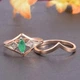 Набор из двух колец из красного золота с изумрудом 18 K-0154 - изображение 2