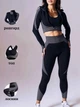 Костюм для фітнесу трійка лосини пуш ап топ укорочена кофта на блискавці Push Up S Чорний (70060) - зображення 2