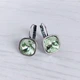 Сережки Hand Made черненные с кристаллами Swarovski светло-салатового цвета - изображение 1
