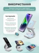 Складная беспроводная зарядная докстанция MagSafe 3 в 1 магнитная зарядка док станция для айфона смарт часов наушников Apple iPhone Apple Watch AirPods Silver IW30-S - изображение 5