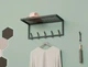 Вешалка металлическая с полкой из сетки для прихожей 600мм, графит - изображение 1