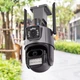 Вулична IP камера P11-WIFI 6 МП з двома об'єктивами та поворотним механізмом 360° для цілодобового відеоспостереження, інфрачервоним та кольоровим нічним баченням, інтелектуальним виявленням руху та двостороннім аудіозв'язком через додаток V380 - зображення 1
