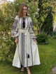 Праздничное вышитое платье Роксана бежевый лен 42 S - изображение 2