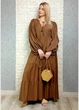 Ярусна сукня А-силуету у стилі бохо коричнева Hot fashion M 25-108 - изображение 2