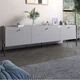 Тумба под телевизор на 3 ящика LION Wood с черными ножками 160х65х40 см Кашемир (LION-043141) - изображение 1