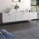 Тумба под телевизор на 3 ящика LION Wood с черными ножками 160х65х40 см Самоа Дымчатый (LION-043104) - изображение 1