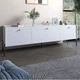 Тумба под телевизор на 3 ящика LION Wood с черными ножками 160х65х40 см Нимфея Альба (белый) (LION-043102) - изображение 1