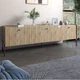 Тумба под телевизор на 3 ящика LION Wood с черными ножками 160х65х40 см Дуб Аппалачи (LION-043097) - изображение 1
