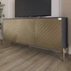 Тумба под телевизор с золотыми металлическими ножками LION Амарант 168x40x76,5 см Антрацит/Перламутровый металлик (RAL-7048) 1680x400x765 (LION-043039) - изображение 1