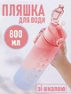 Пляшка з градієнтом для спорту та фітнесу Blue&Pink пляшка для води/соку з мотиваційною шкалою та трубочкою, 800 мл, блакитниий з рожевим (100923004) - зображення 1