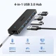 USB-хаб UGREEN CM219 USB 3.0 to 4xUSB 3.0 5Gbps Black (25851) - изображение 3