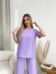 Жіночий літній прогулянковий костюм із крепу (футболка + брюки) Uaclothes 50-52 Лавандовий (like32029-122311358) - зображення 2